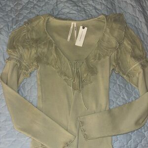 Anthropologie Ribbed Knit Top in Light Green